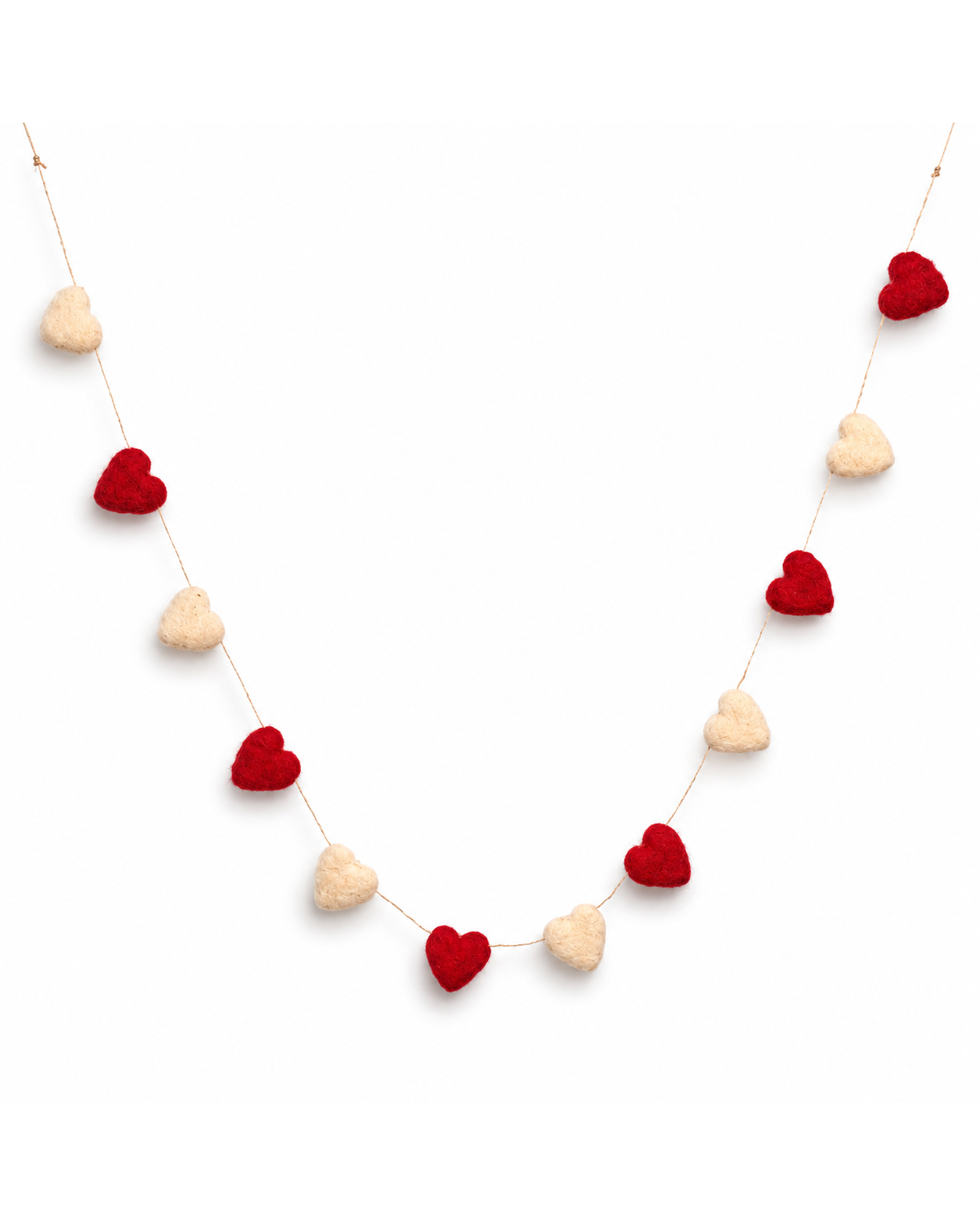 New Zealand Wool Mini Heart Garland (Red + White)