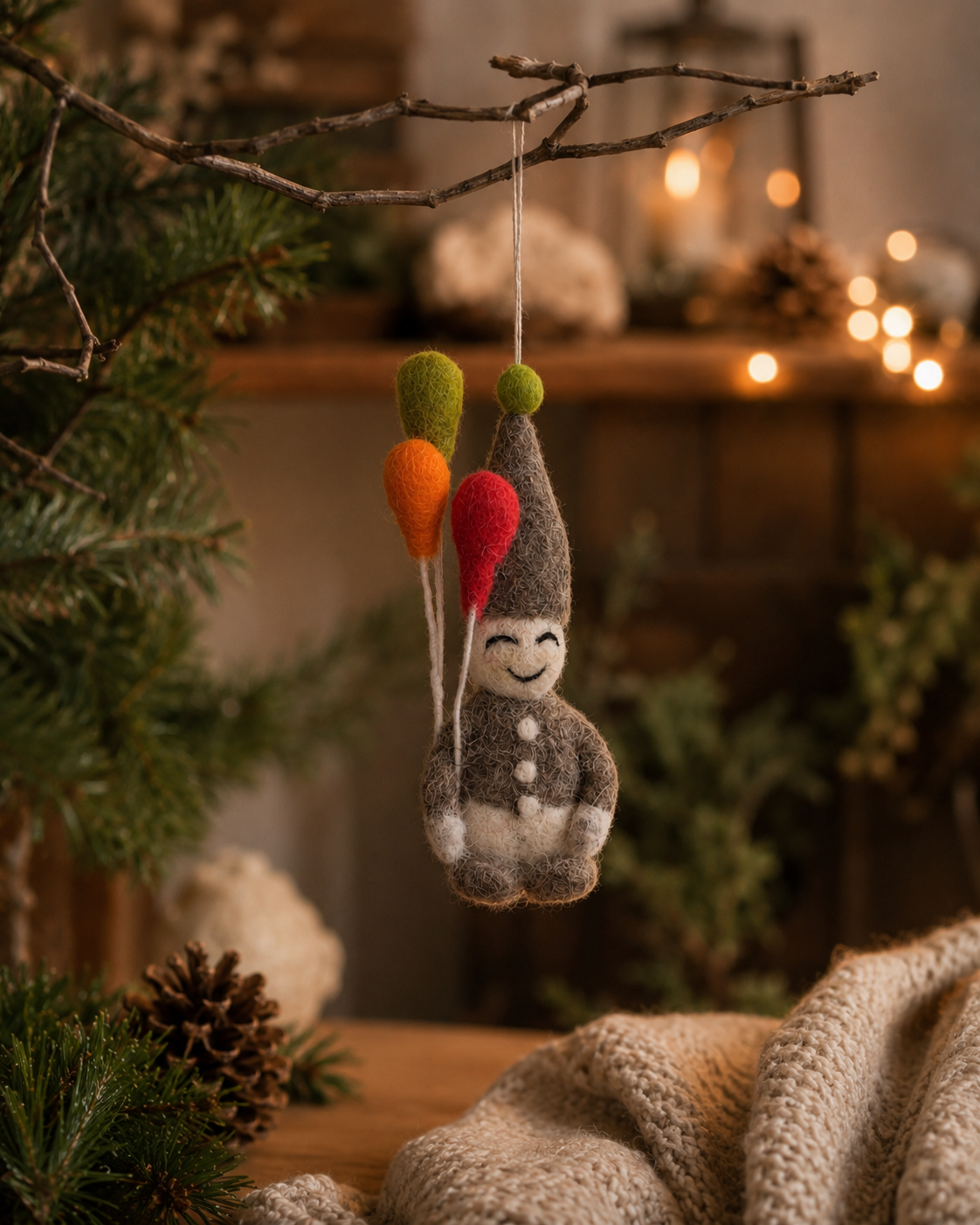 Elf Balloon Boy hanging ornament