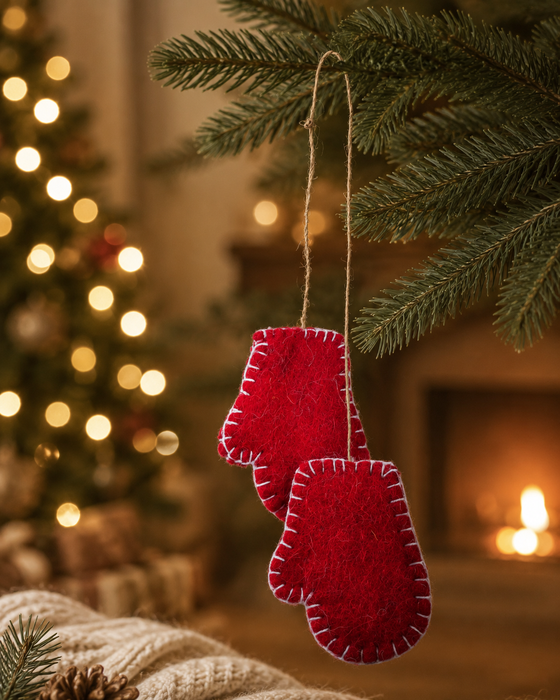 Mini Christmas Gloves Set of 3 hanging ornament