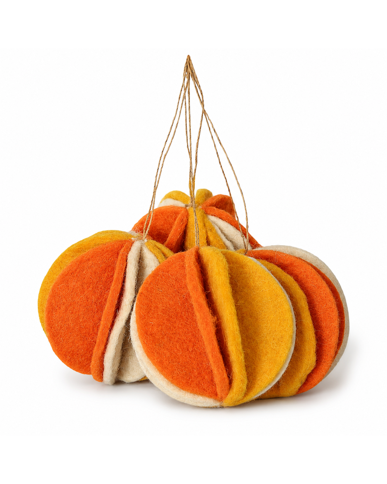 Hanging Ball Flower Bauble (Orange, Yellow And Off-White) Set Of 4 hanging ornament