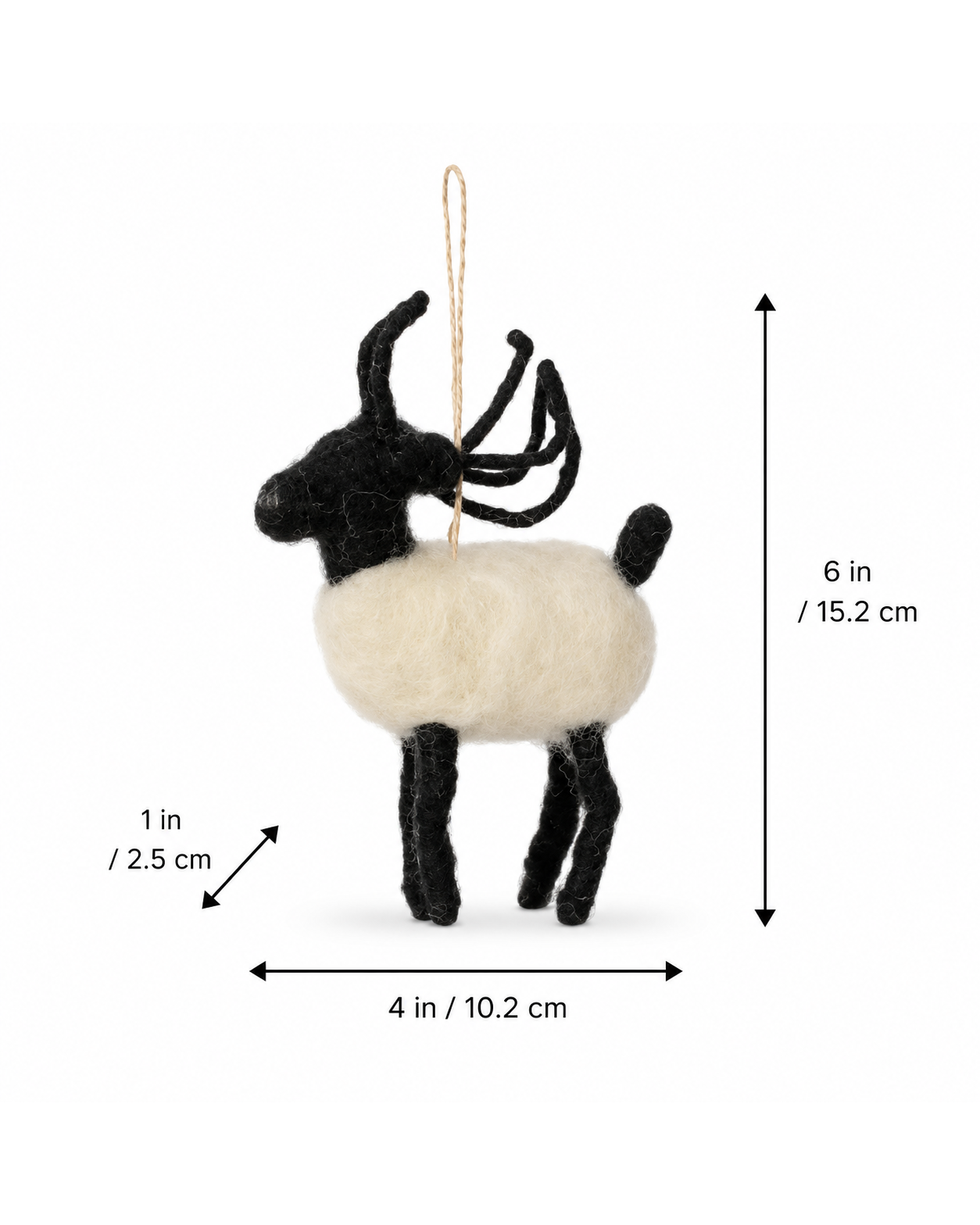 Black And White Reindeers (Set Of 2) hanging ornament