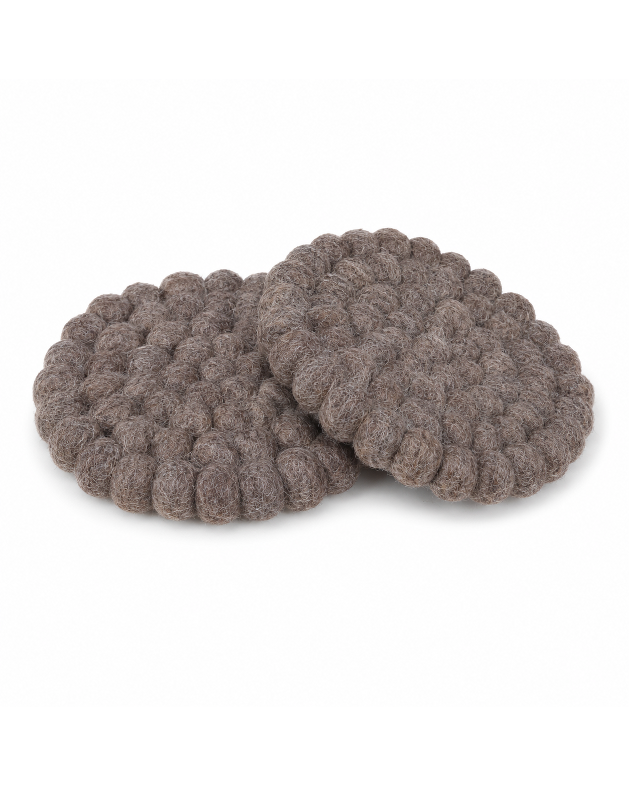 New Zealand Wool Ball Coasters , Natural Grey