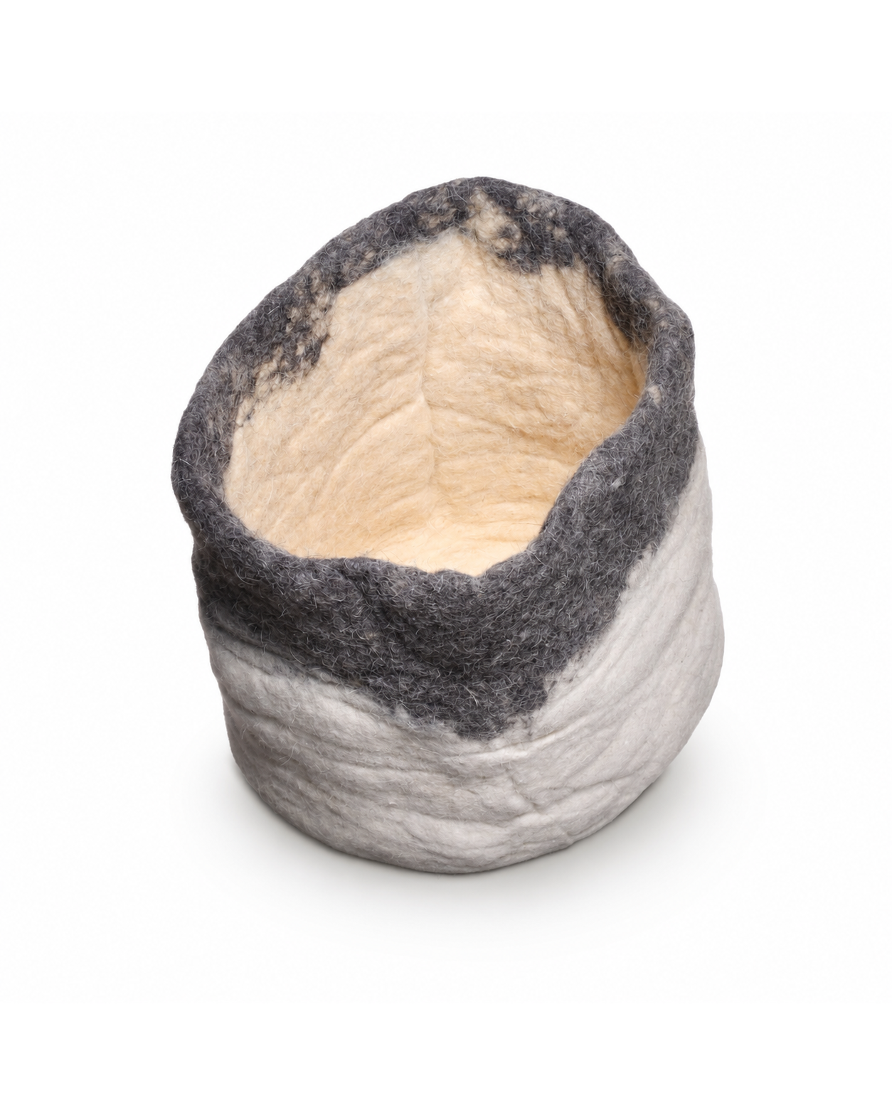 New Zealand Wool Basket ( Dyed Light Grey On Base)