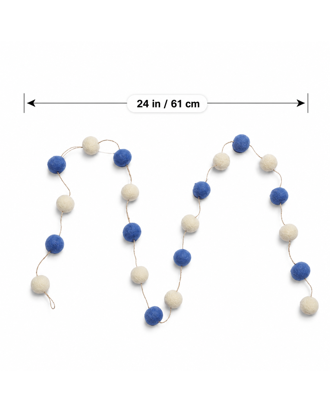 Felt Pom Pom Garland Large (Blue & Off White)