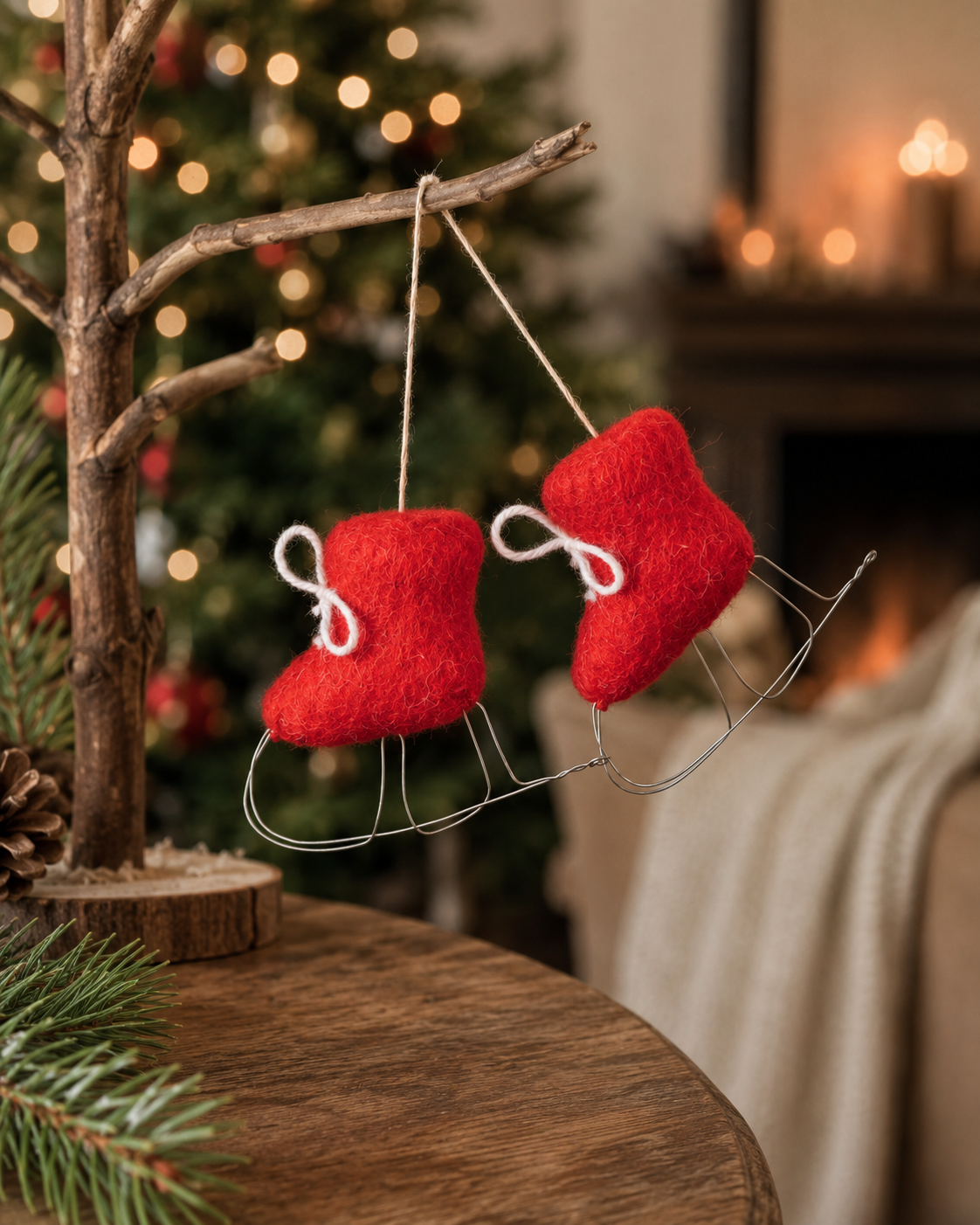 Mini Ice Skates Set of 2 hanging ornament