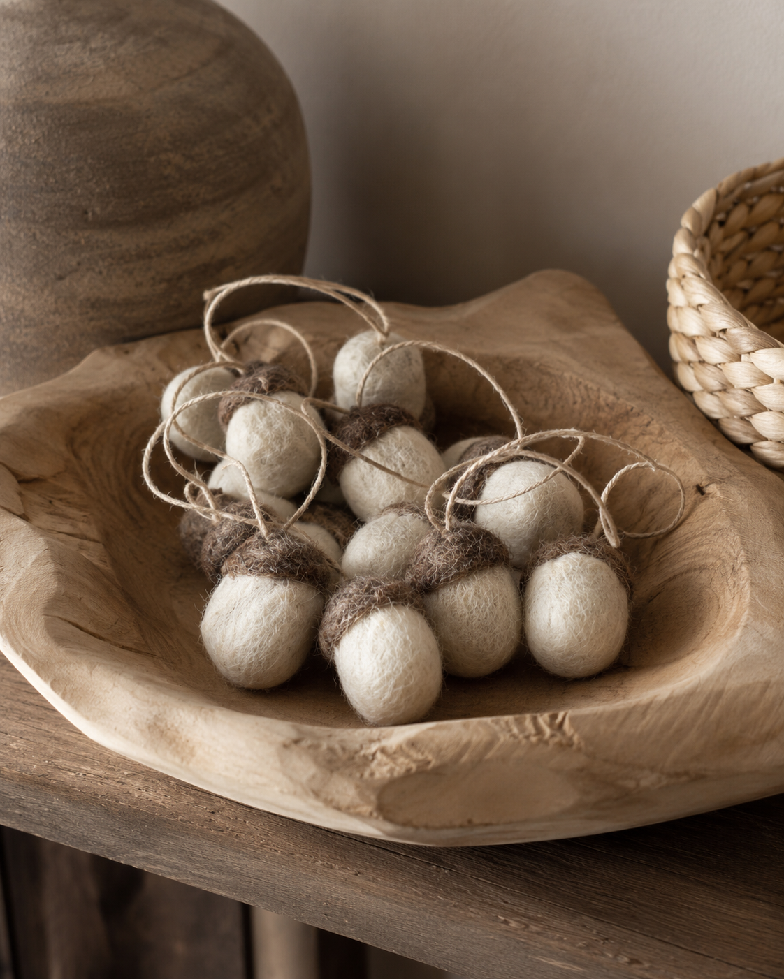 "New Zealand Wool Acon (Natural Grey And White) Set Of 12 hanging ornament"