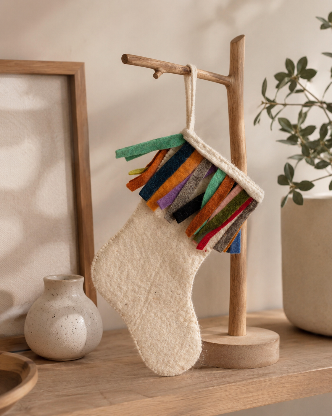 Wool Felt Multicolor Christmas Stocking