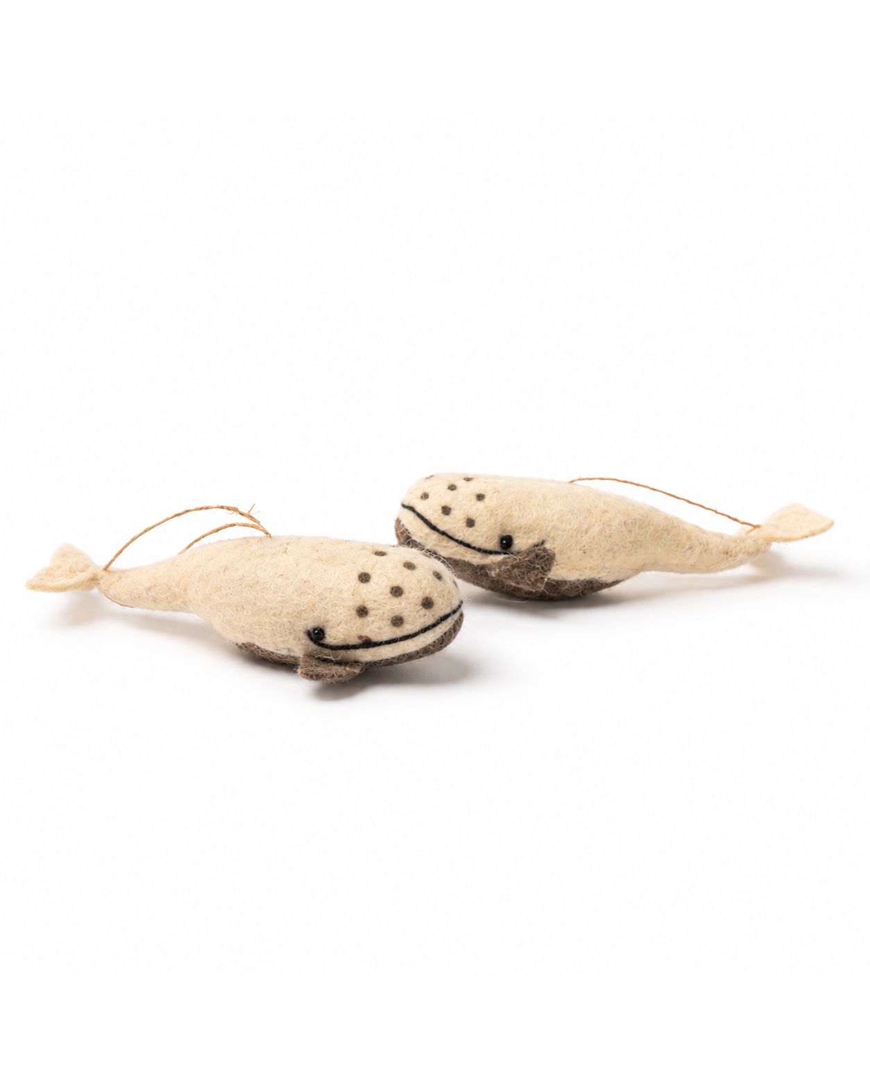 Wool Felt Whale Ornament (Set of 2)