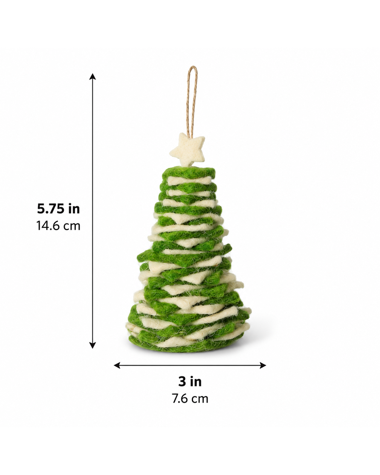 Hanging Christmas Tree (Green And Off-White) (Large) hanging ornament