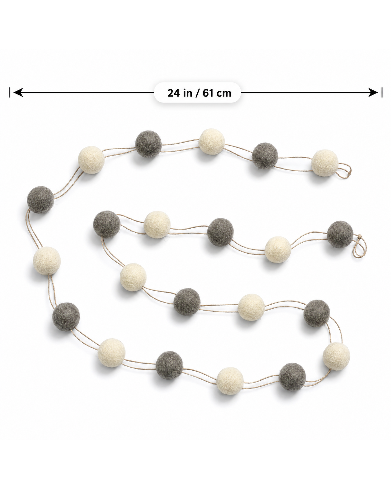 Felt Pom Pom Garland Large (Brown & Off White)