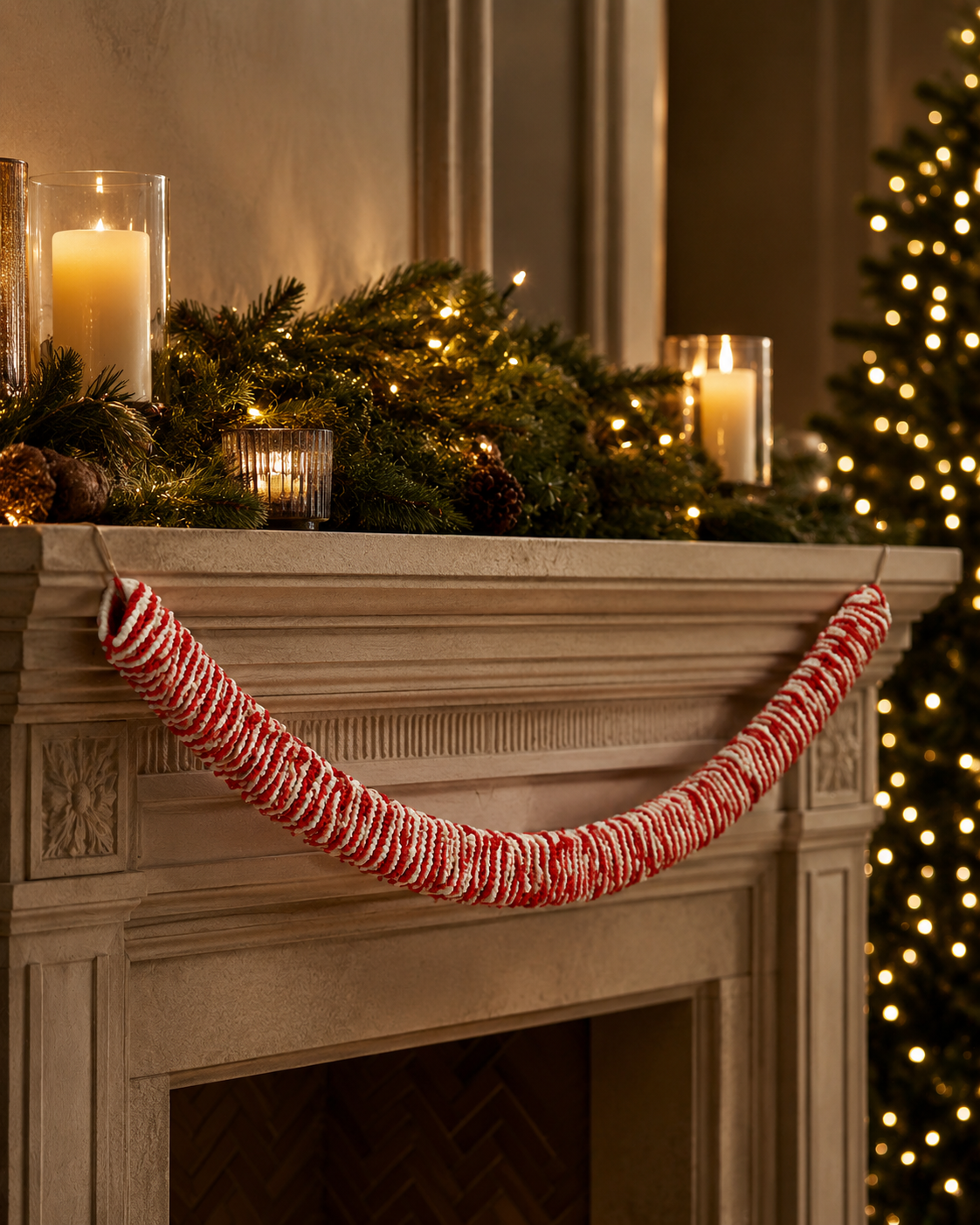 Square Garland red white