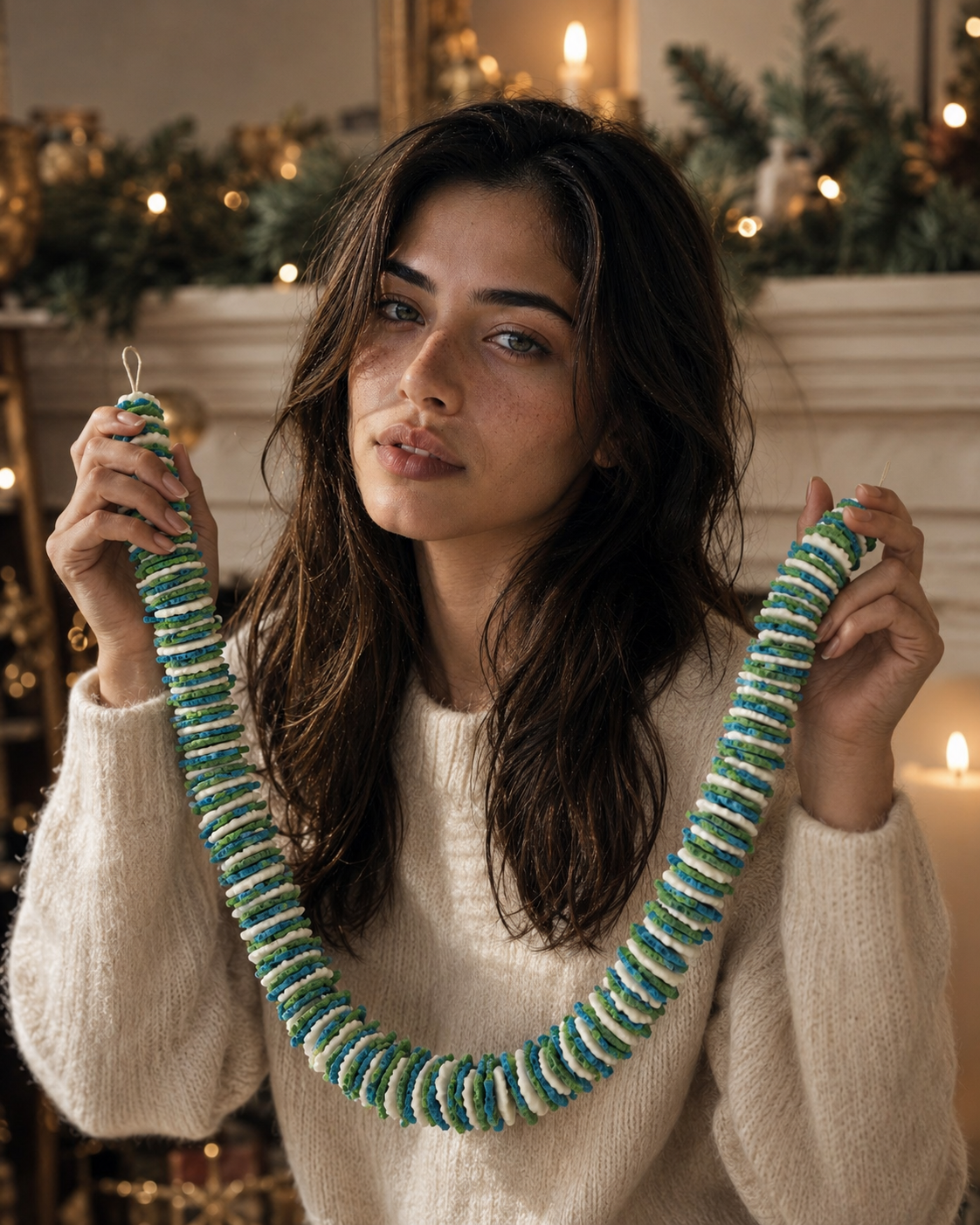 Square Garland Green white