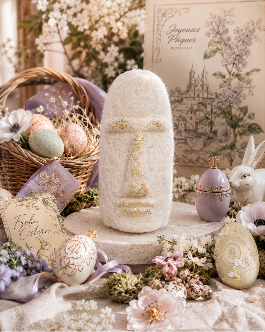 Felt Easter Island (White) ornament