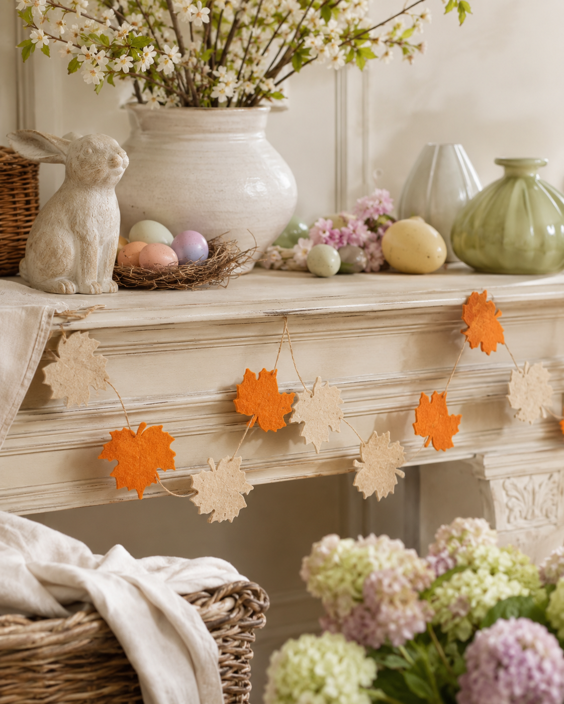 Wool Felt Easter Hanging Rabbit Ornament (Set of 2)