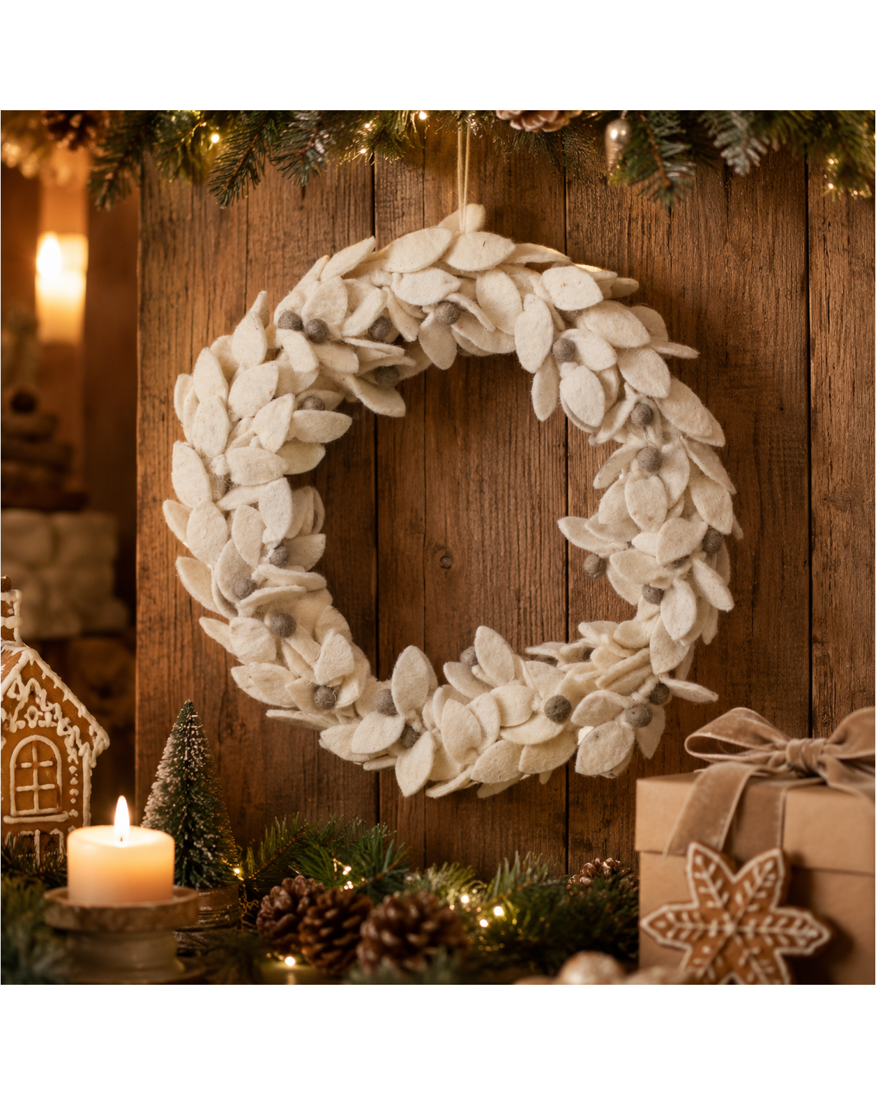 Felt Wreath(White) ornament