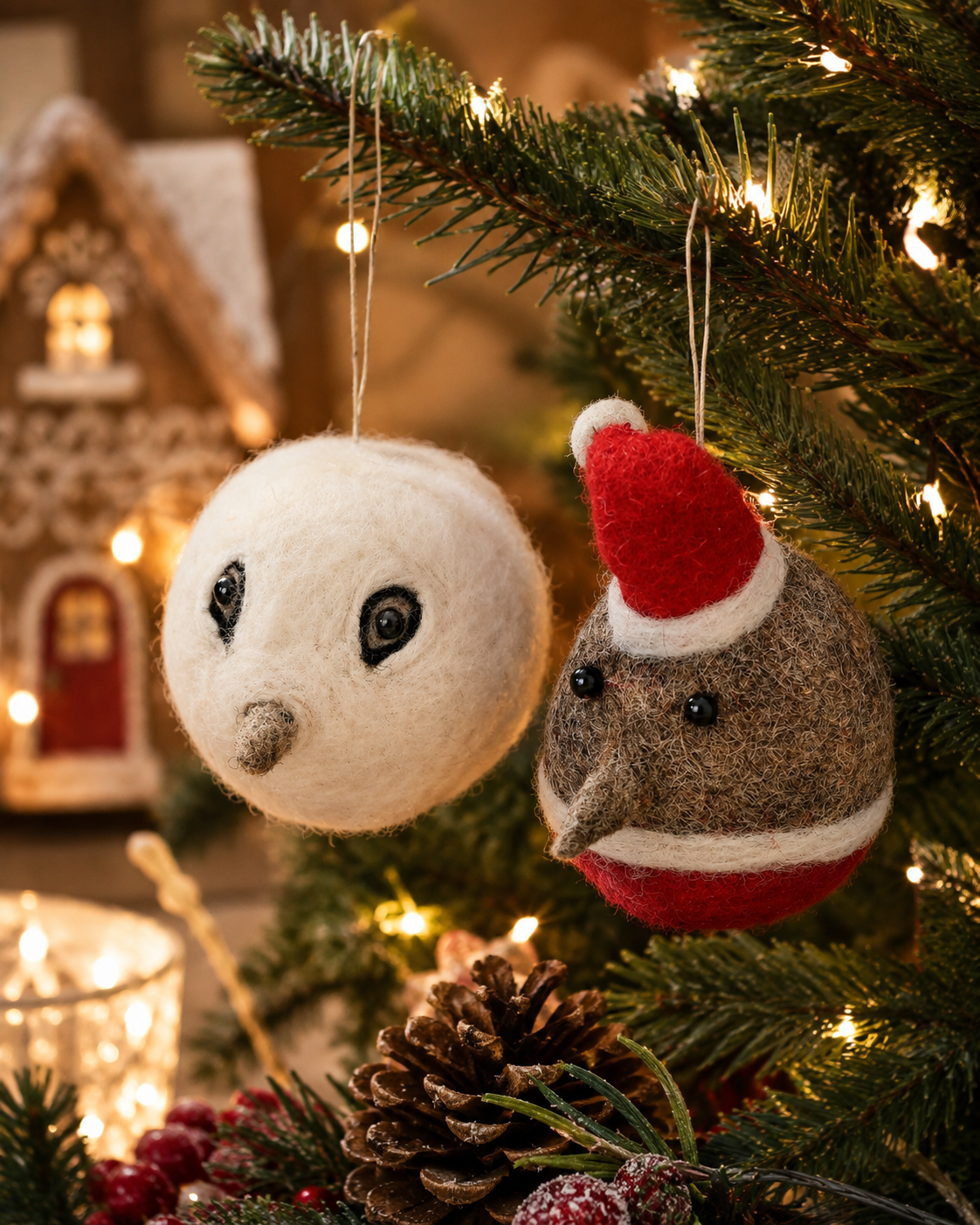 Robin Bird And Owl Bauble (Set Of 2) hanging ornament