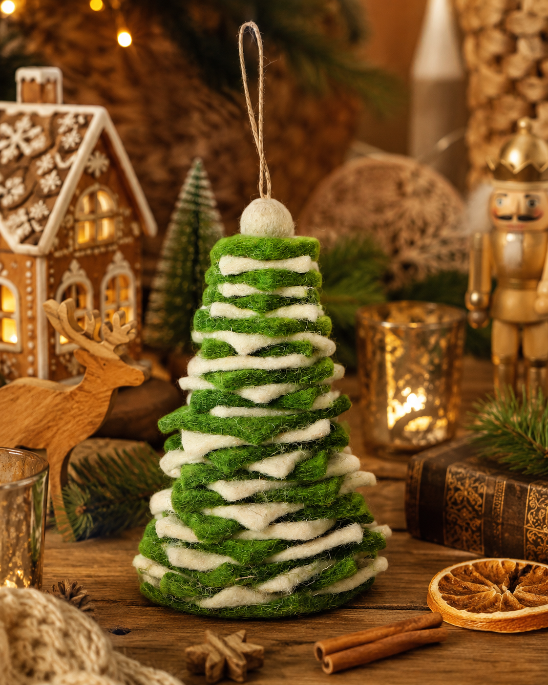 Hanging Christmas Tree (Green And Off-White) hanging ornament