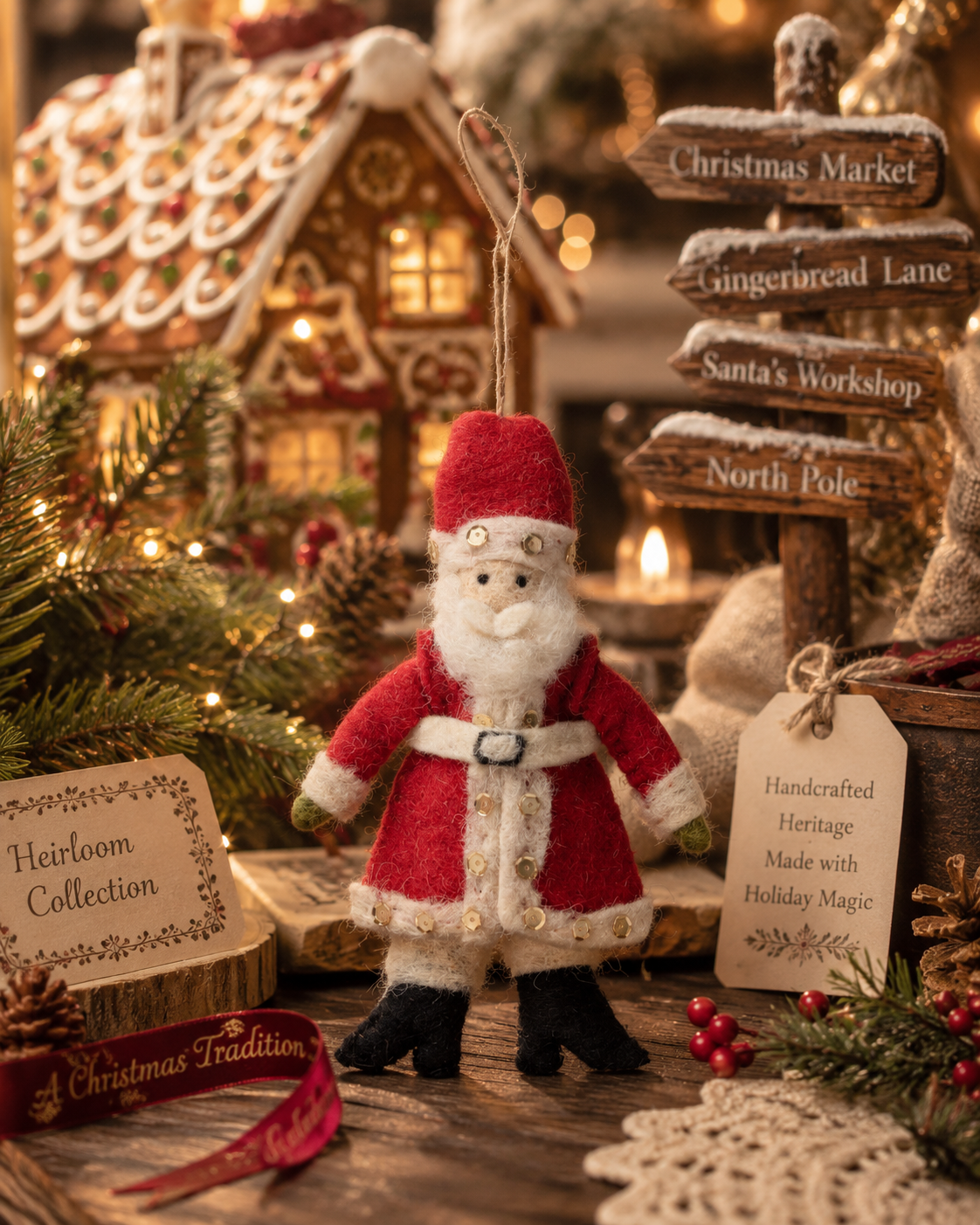 Wool Felt Christmas Santa Claus Ornament