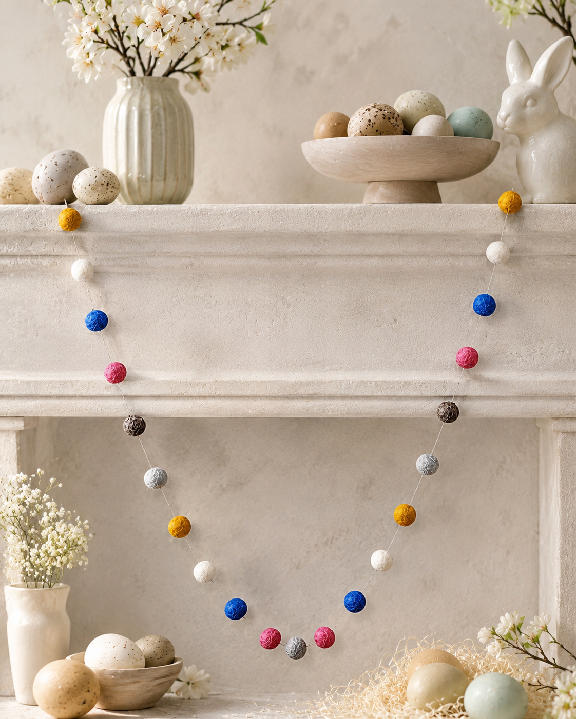 Felted Pom Pom Garlands Set Of 2
