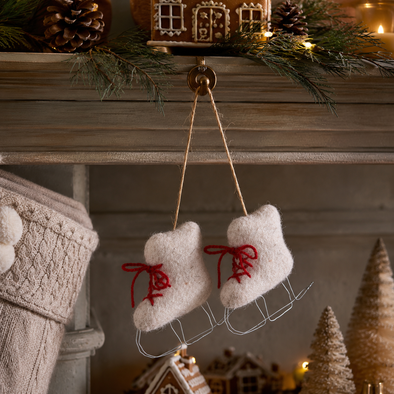 Mini Ice Skates Ornament Set of 2 hanging ornament