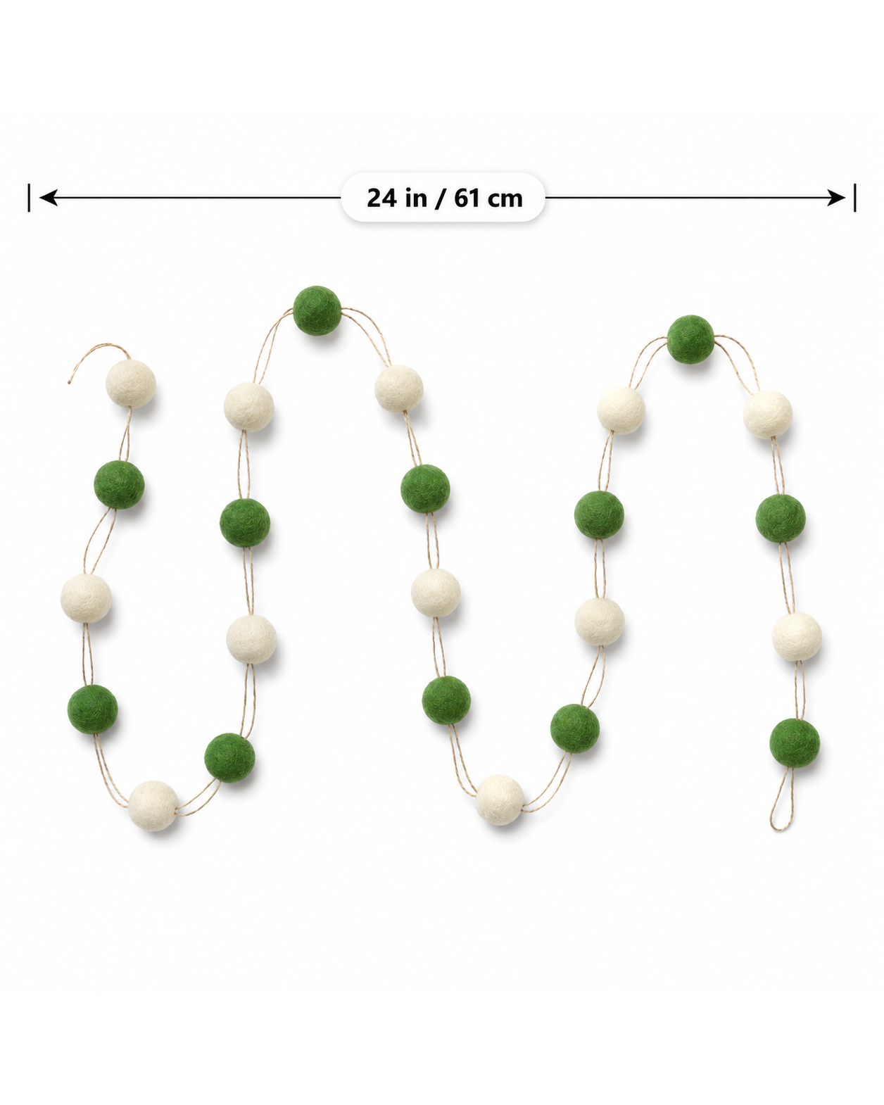 Felt Pom Pom Garland Large (Green & Off White)