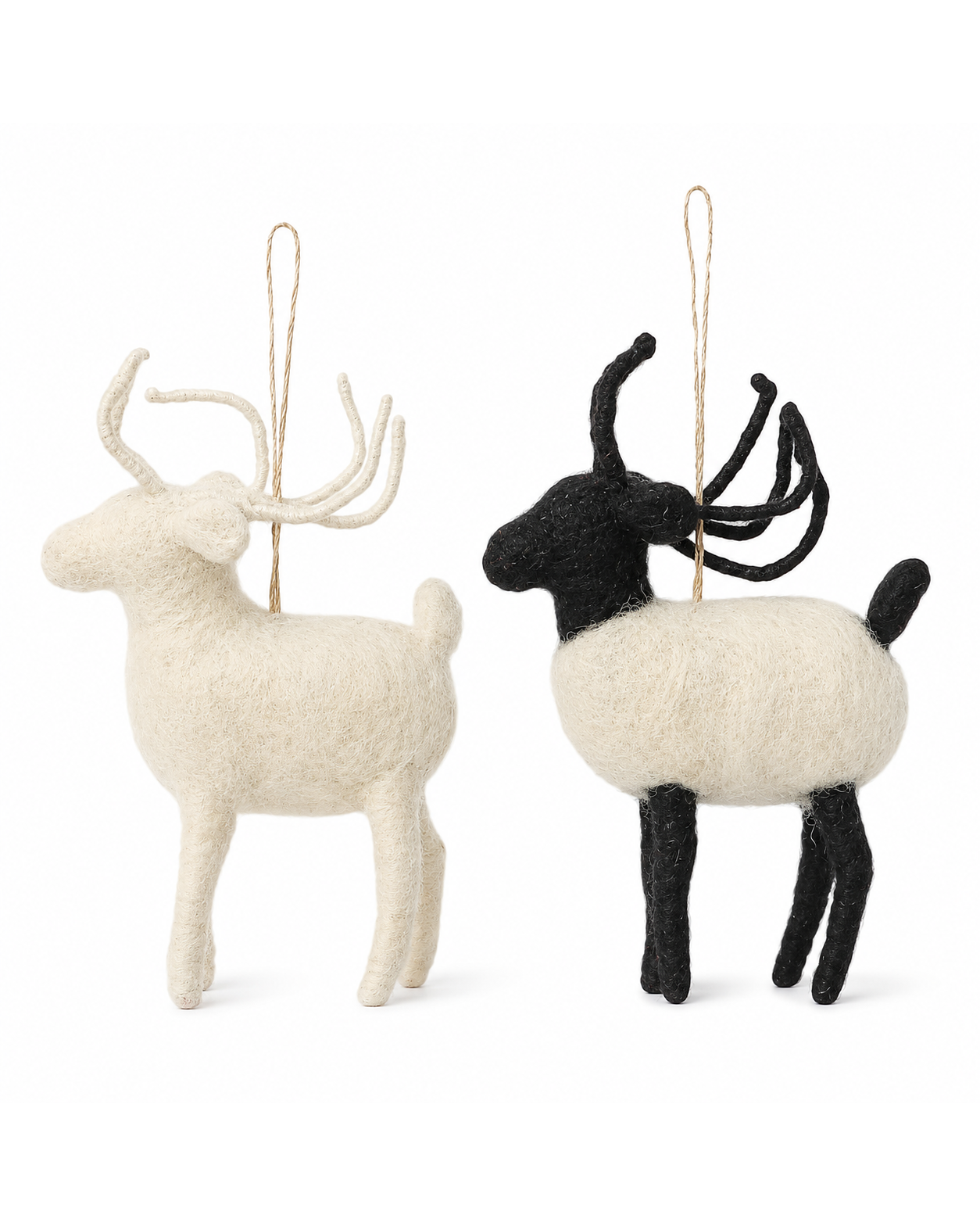 Black And White Reindeers (Set Of 2) hanging ornament