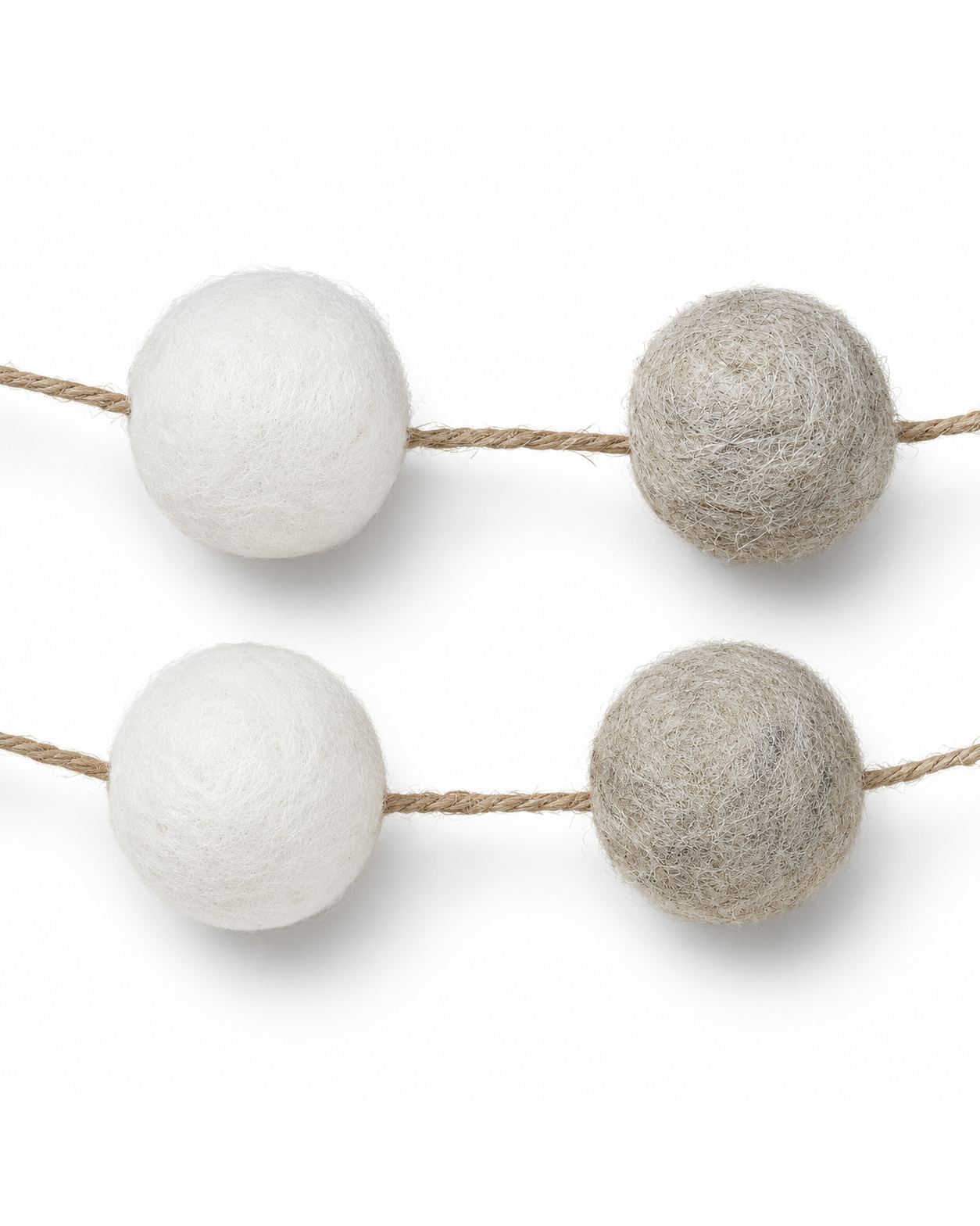 Felt Pom Pom Garland (Brown & Off White) set of 2