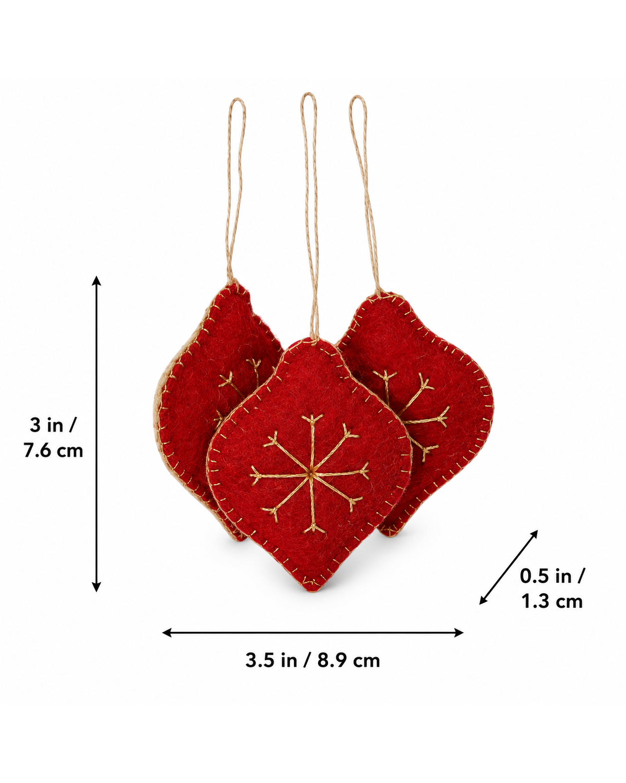 Oval Hearts (Set Of 3) hanging ornament