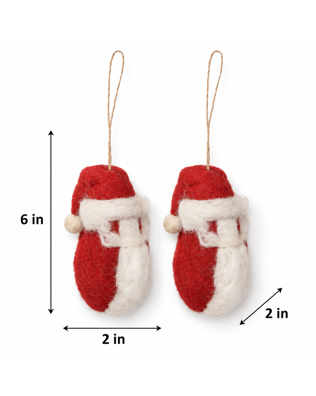 Santa With Beard And Moustache (Set Of 2) hanging ornament