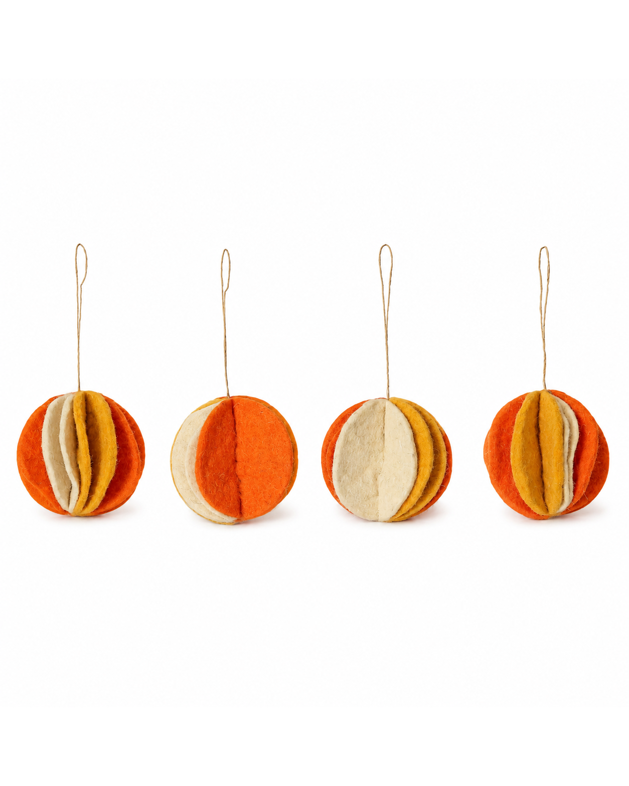 Hanging Ball Flower Bauble (Orange, Yellow And Off-White) Set Of 4 hanging ornament