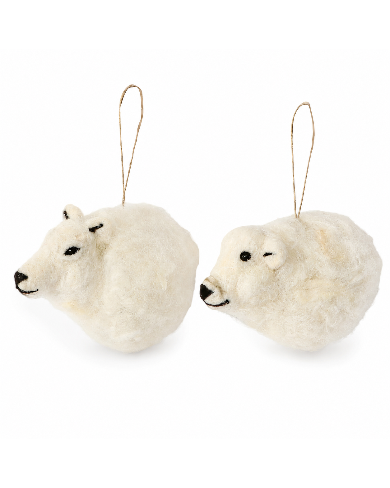 Felt Polar Bear & Arctic Fox Set of 2 hanging ornament
