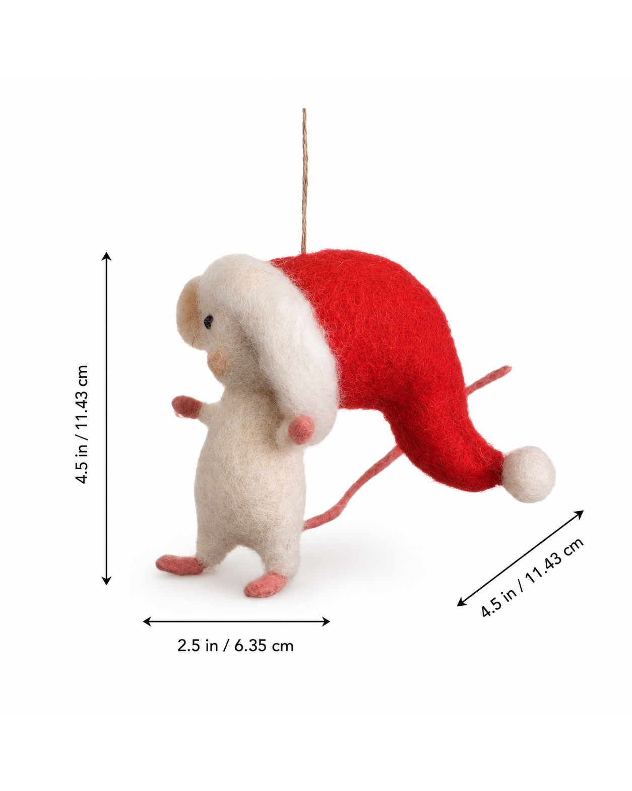 Elf Christmas Mouse hanging ornament