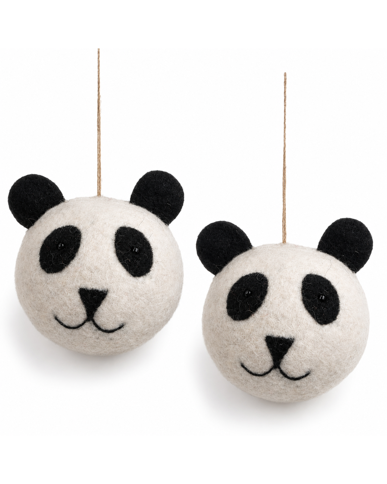 Felt Panda Ornament Set of 2 hanging ornament