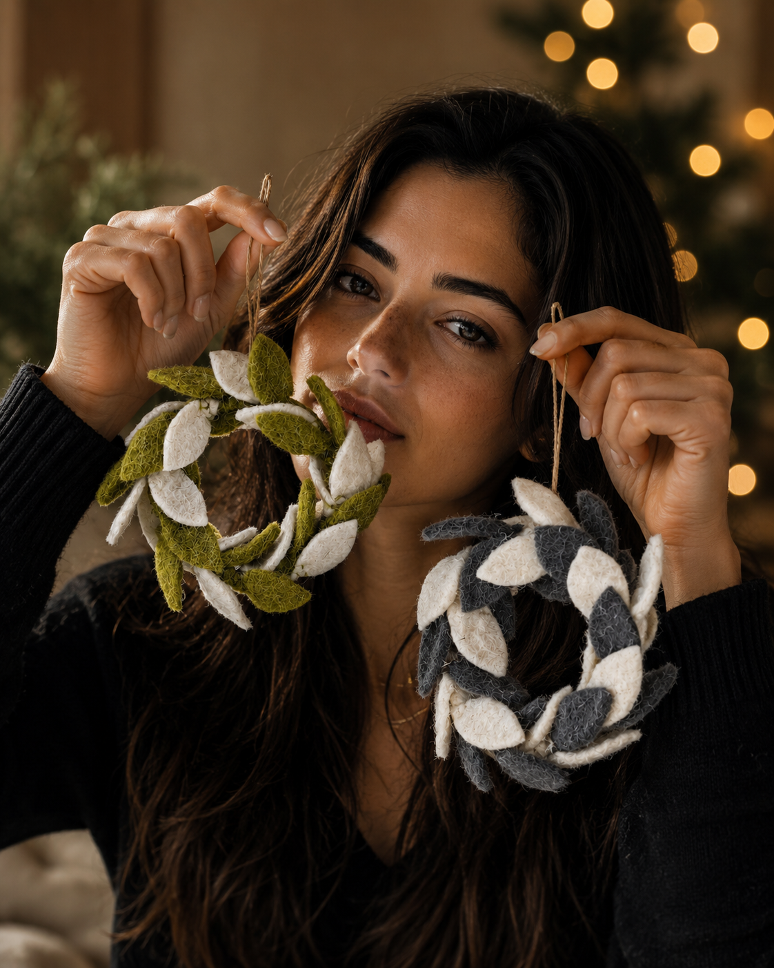 Mini Leaves Wreath(Green And Grey) hanging ornament