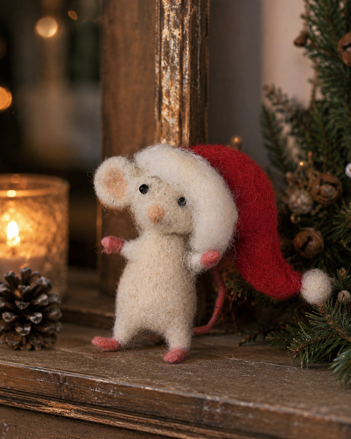 Elf Christmas Mouse hanging ornament