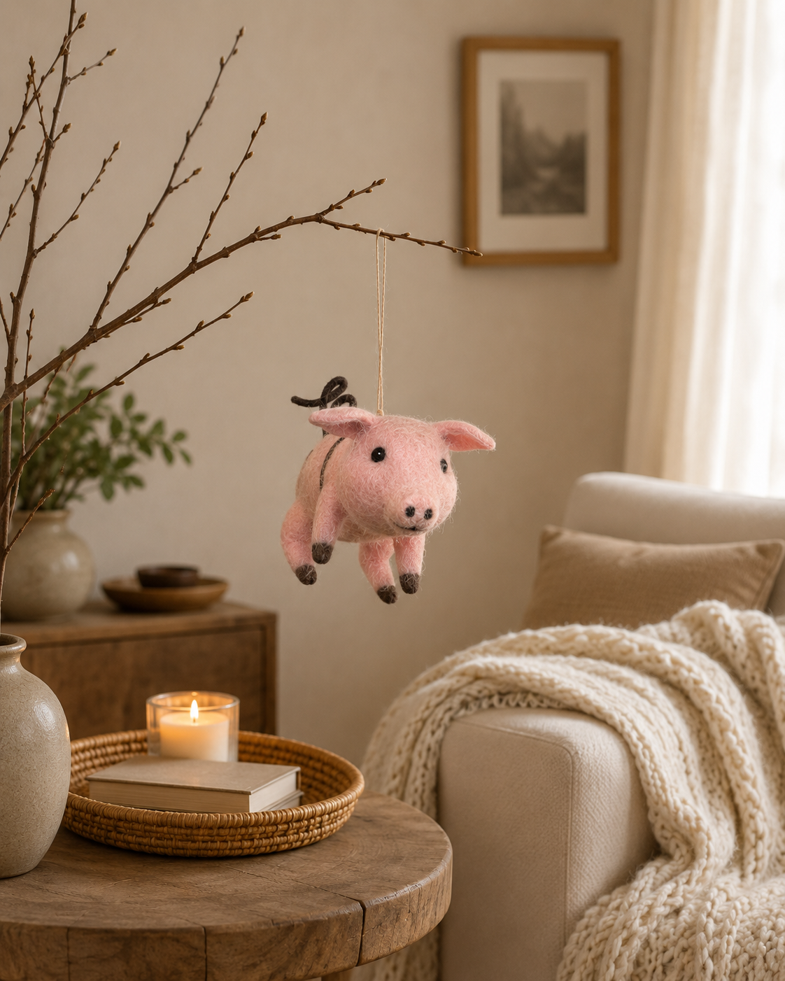 Lucky Pig Ornament Set of 2 hanging ornament