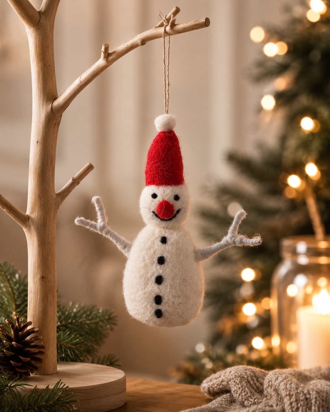 Elf Christmas Snowman hanging ornament
