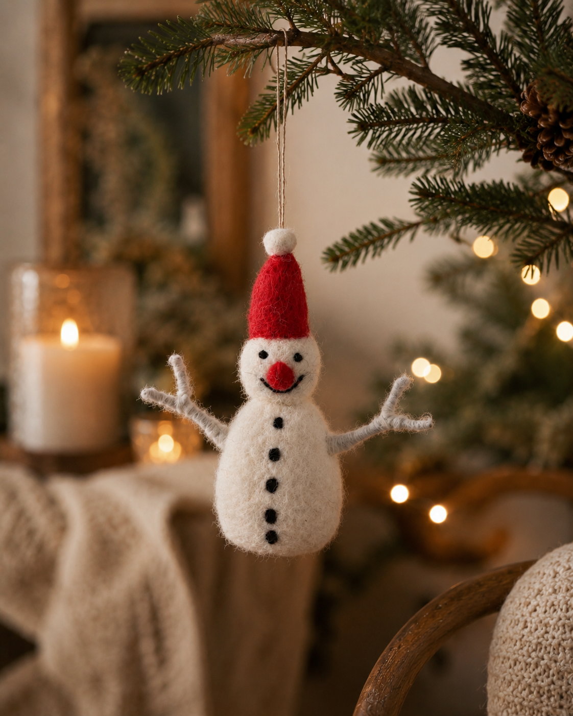 Elf Christmas Snowman hanging ornament
