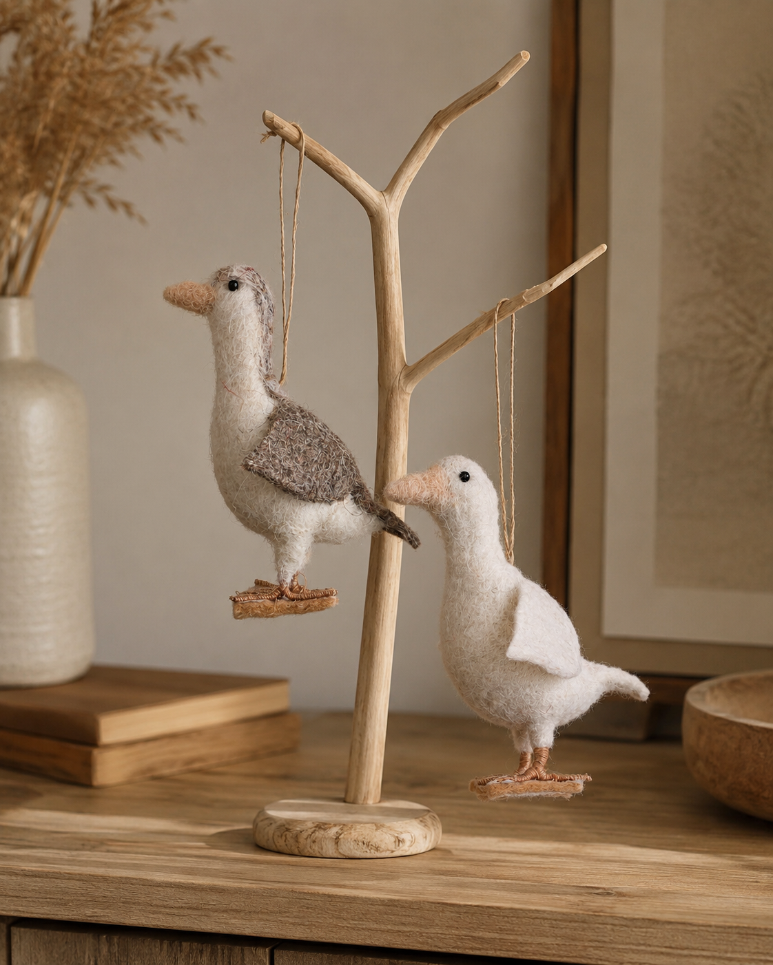 Christmas Goose Geese Set of 2 hanging ornament