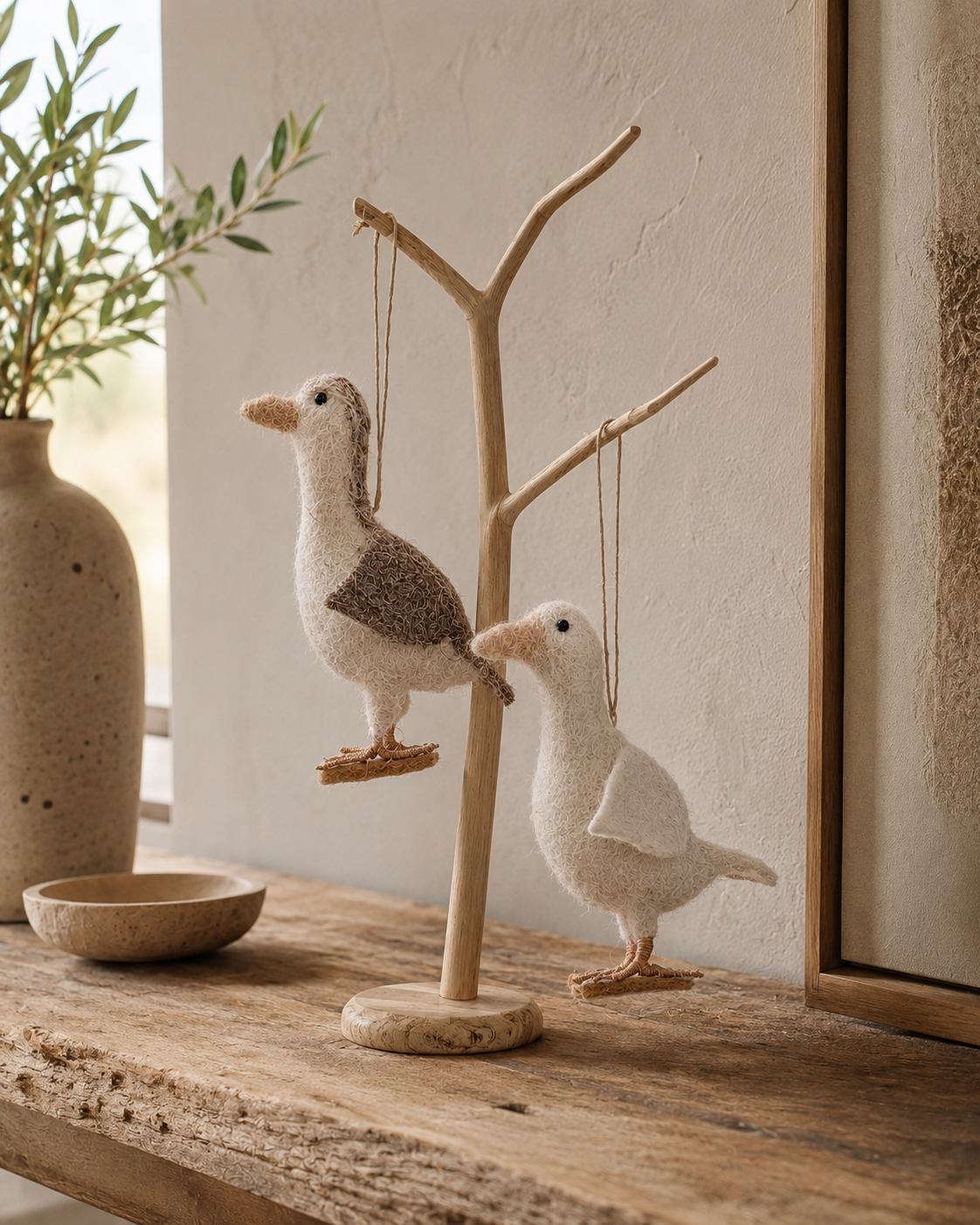Christmas Goose Geese Set of 2 hanging ornament