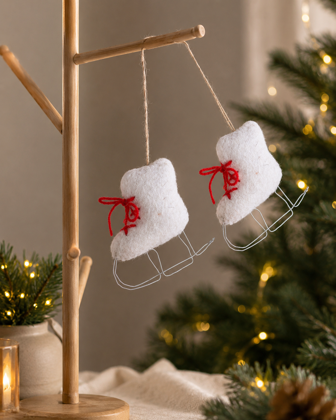 Mini Ice Skates Ornament Set of 2 hanging ornament