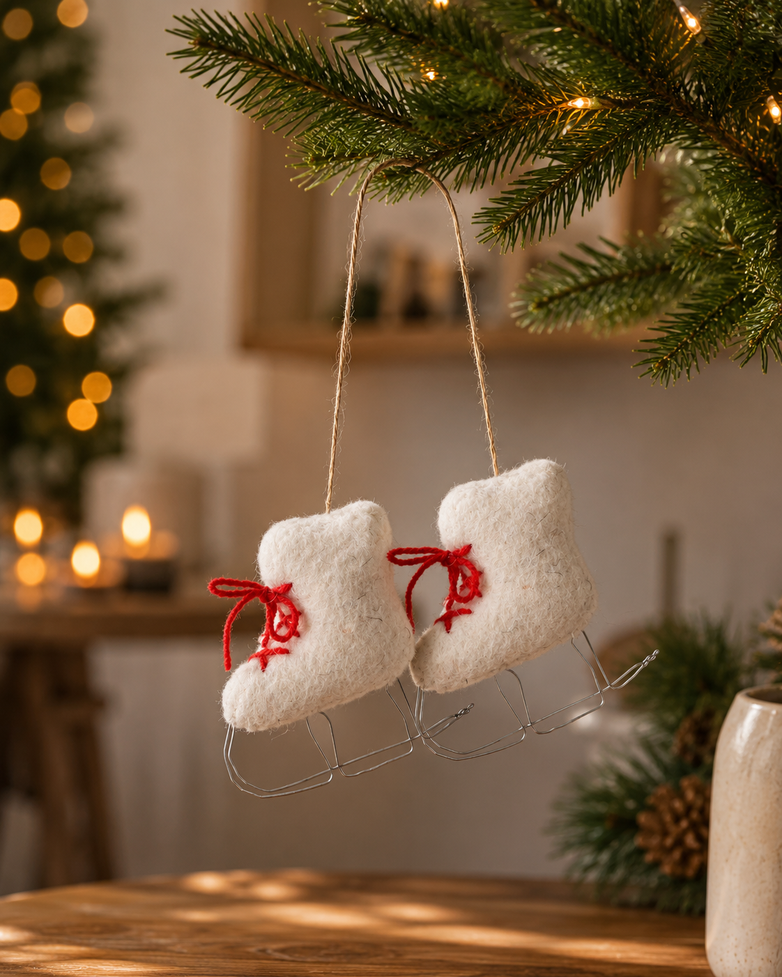 Mini Ice Skates Ornament Set of 2 hanging ornament