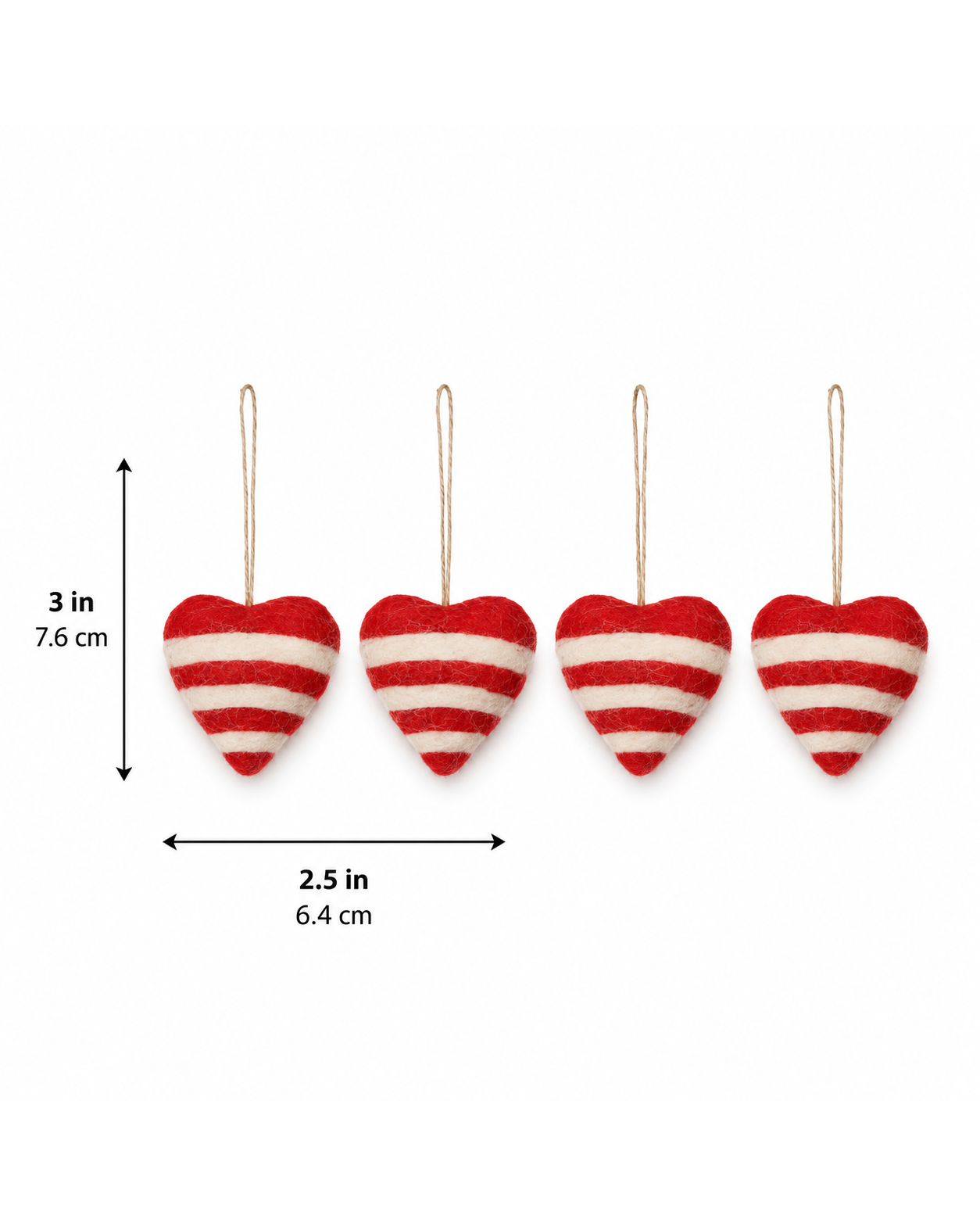 Christmas Heart Bauble Set of 4 hanging ornament