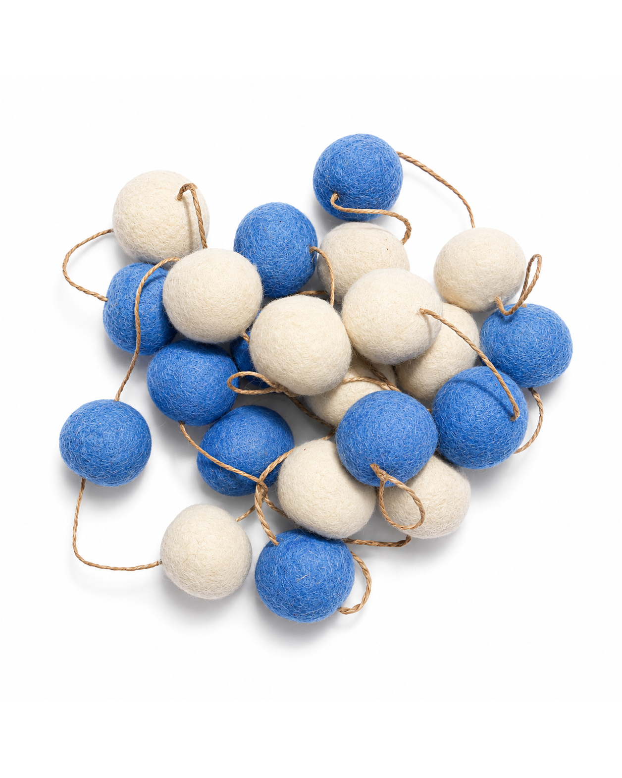 Felt Pom Pom Garland Large (Blue & Off White)