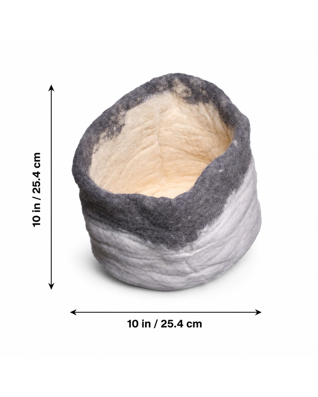New Zealand Wool Basket (Natural White On Top+Natural Grey On Base)
