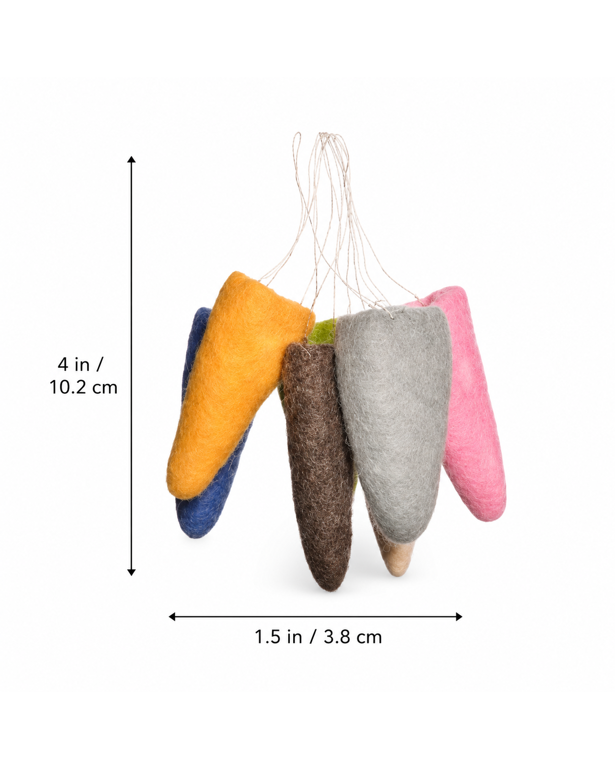 New Zealand FeltedÂ ConeÂ Set of 7 hanging ornament