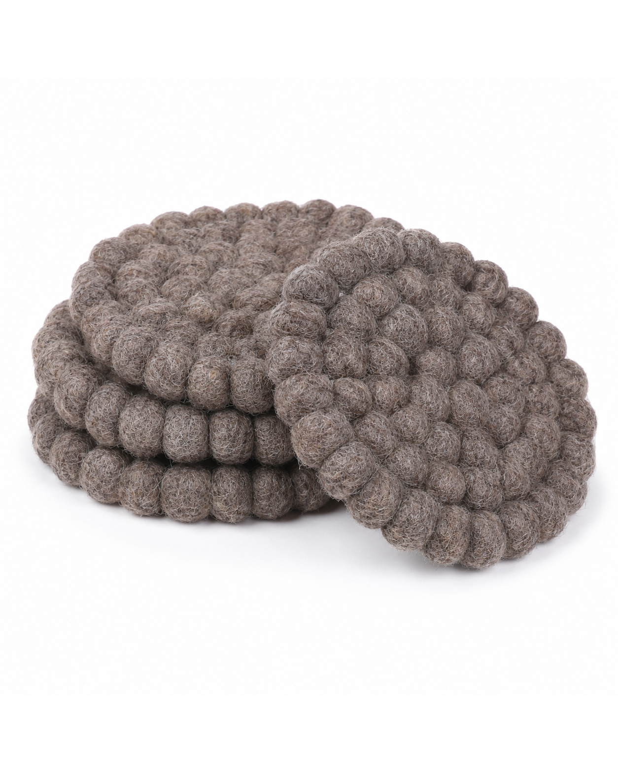New Zealand Wool Ball Coasters , Natural Grey