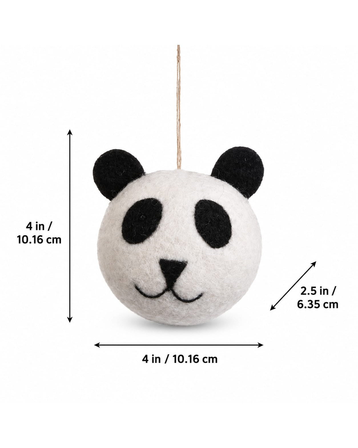 Felt Panda Ornament Set of 2 hanging ornament