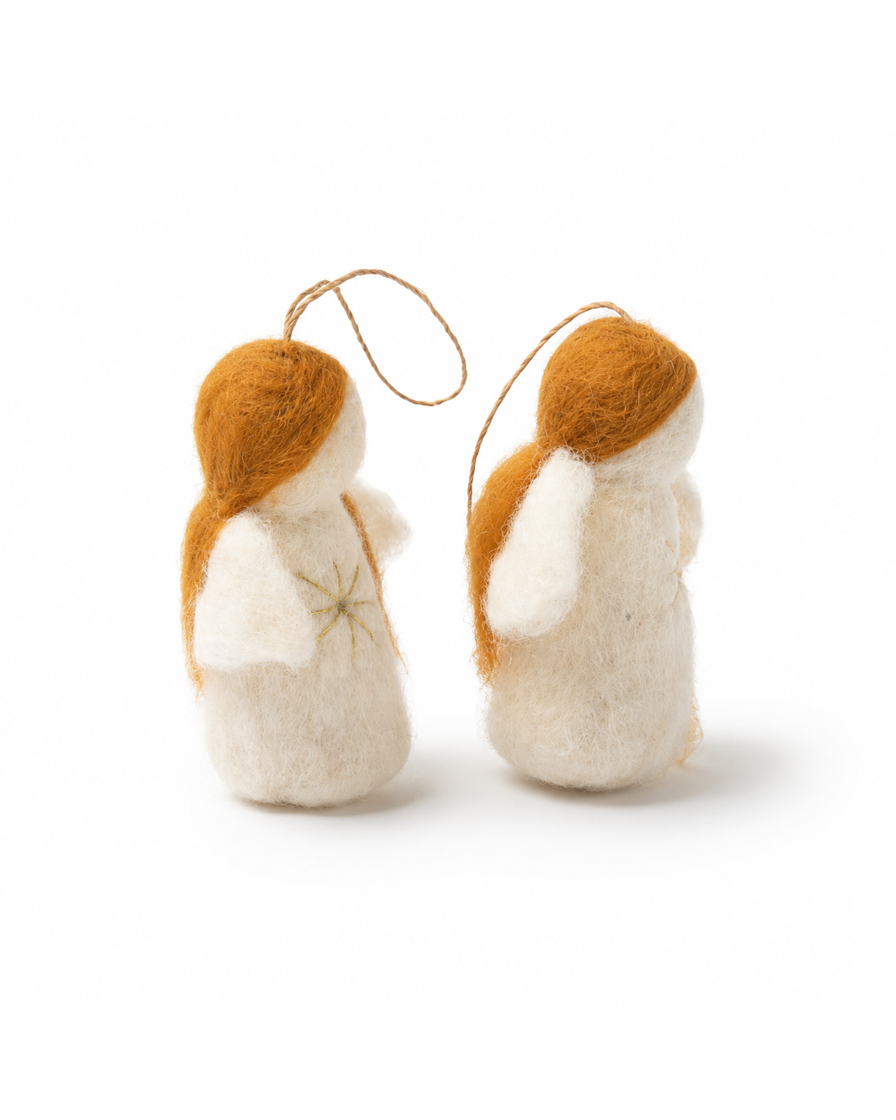 Wool Felt Christmas Angel Ornament set of 2