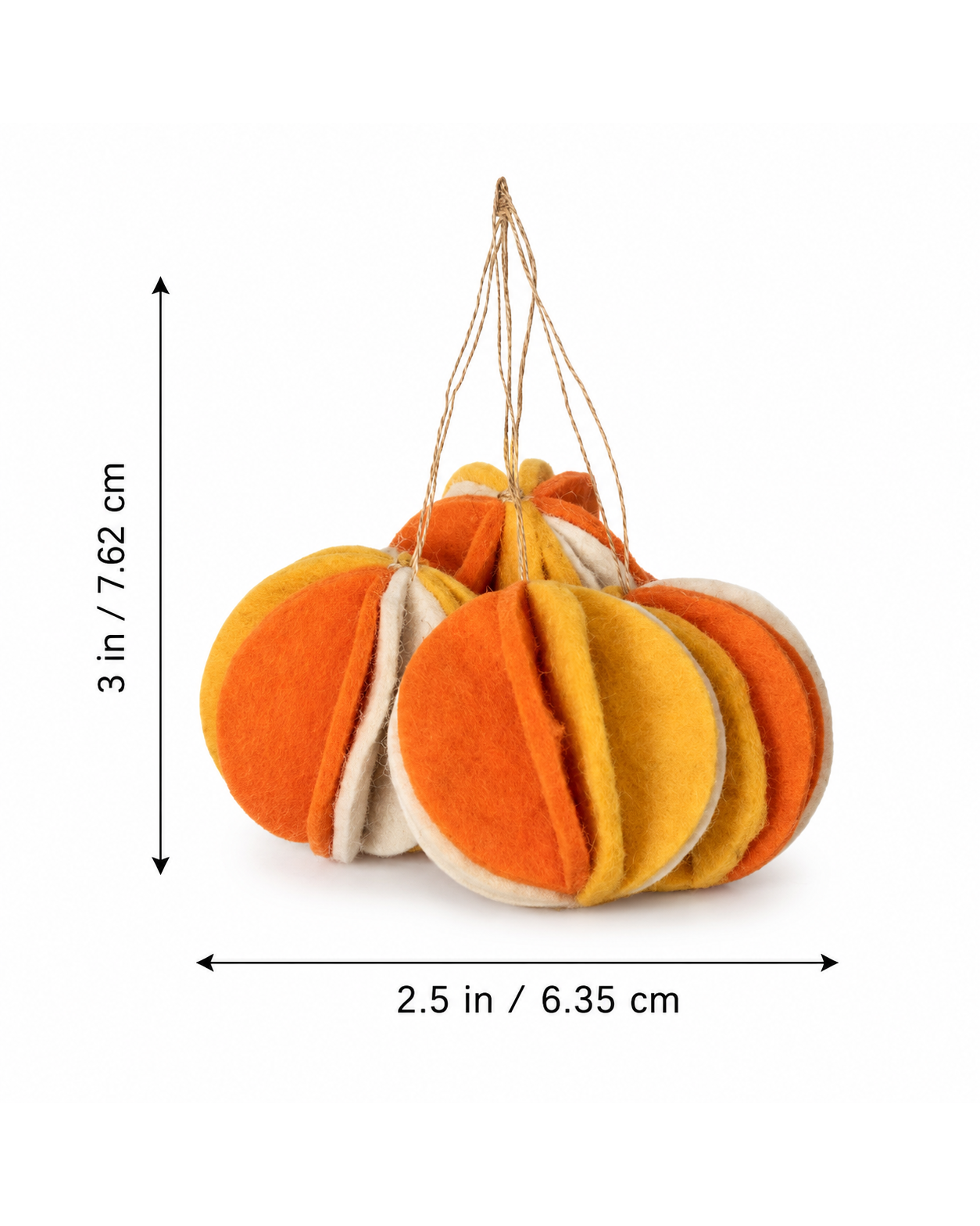 Hanging Ball Flower Bauble (Orange, Yellow And Off-White) Set Of 4 hanging ornament